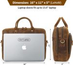 Ringsun Leather Briefcase for Men Large Satchel Bags, Mens Business Travel Case Messenger Bag, Fits 15.6" Leather Laptop Bag - Image 2
